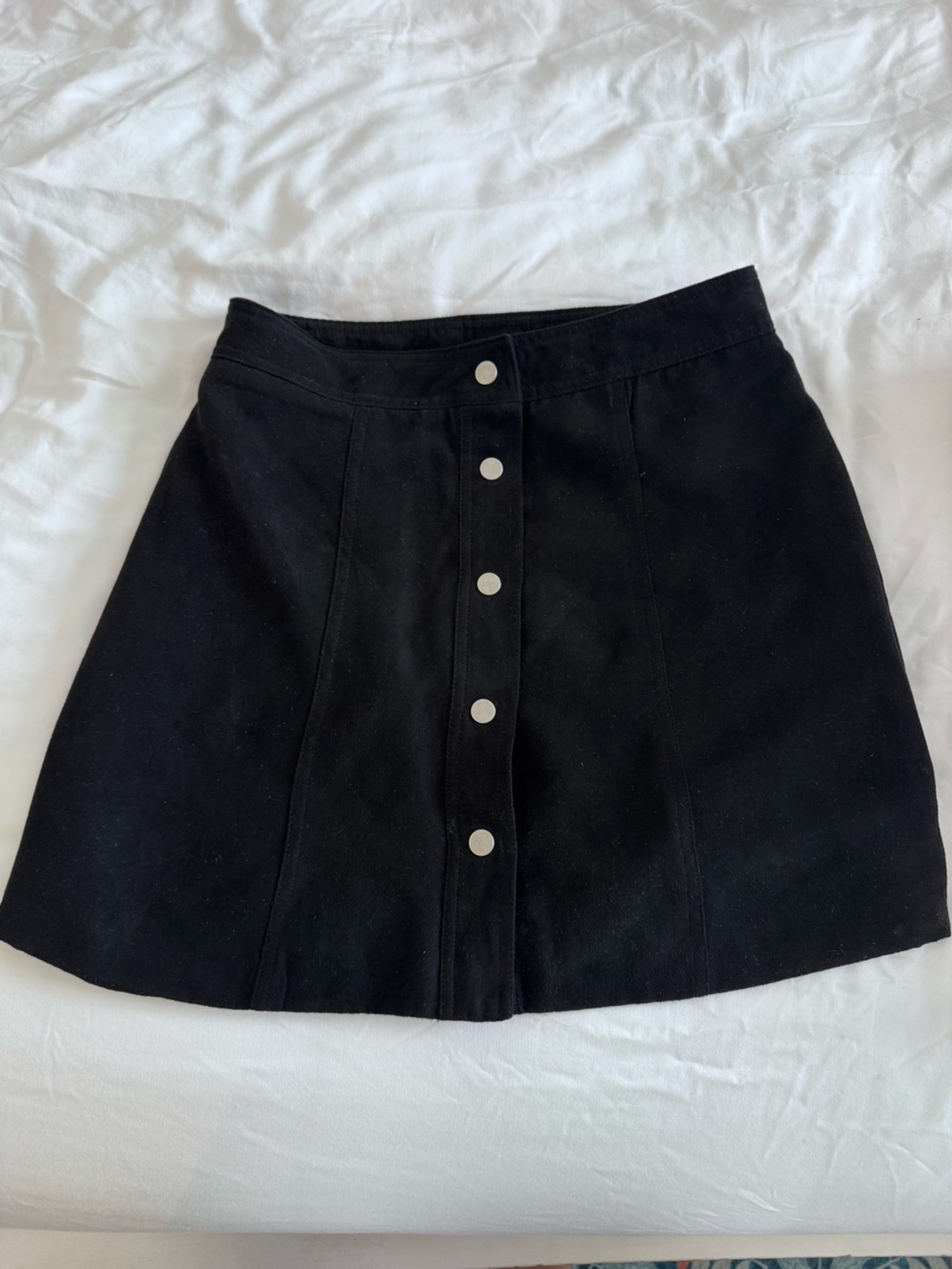 Divided Black Mini Skirt with Silver Snap Buttons